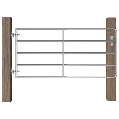 Cancello da Giardino in Acciaio 5 Sbarre (95-170)x90 cm Argento