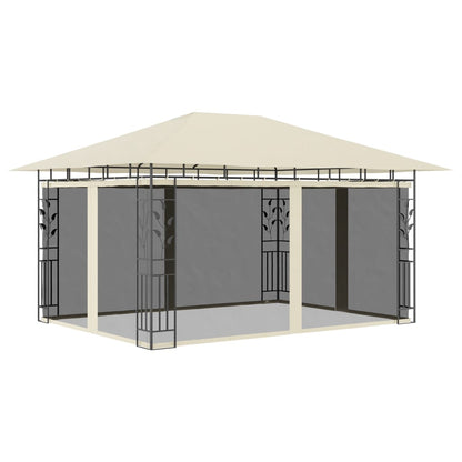 Gazebo con Zanzariera 4x3x2,73 m Crema 180 g/mÂ²