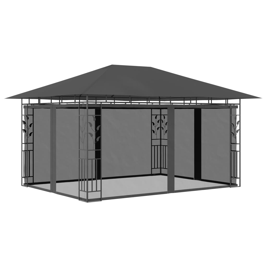 Gazebo con Zanzariera 4x3x2,73 m Antracite 180 g/mÂ²