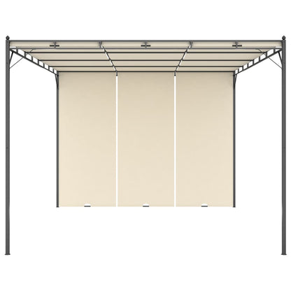 Gazebo da Giardino con Tenda Laterale 4x3x2,25 m Crema