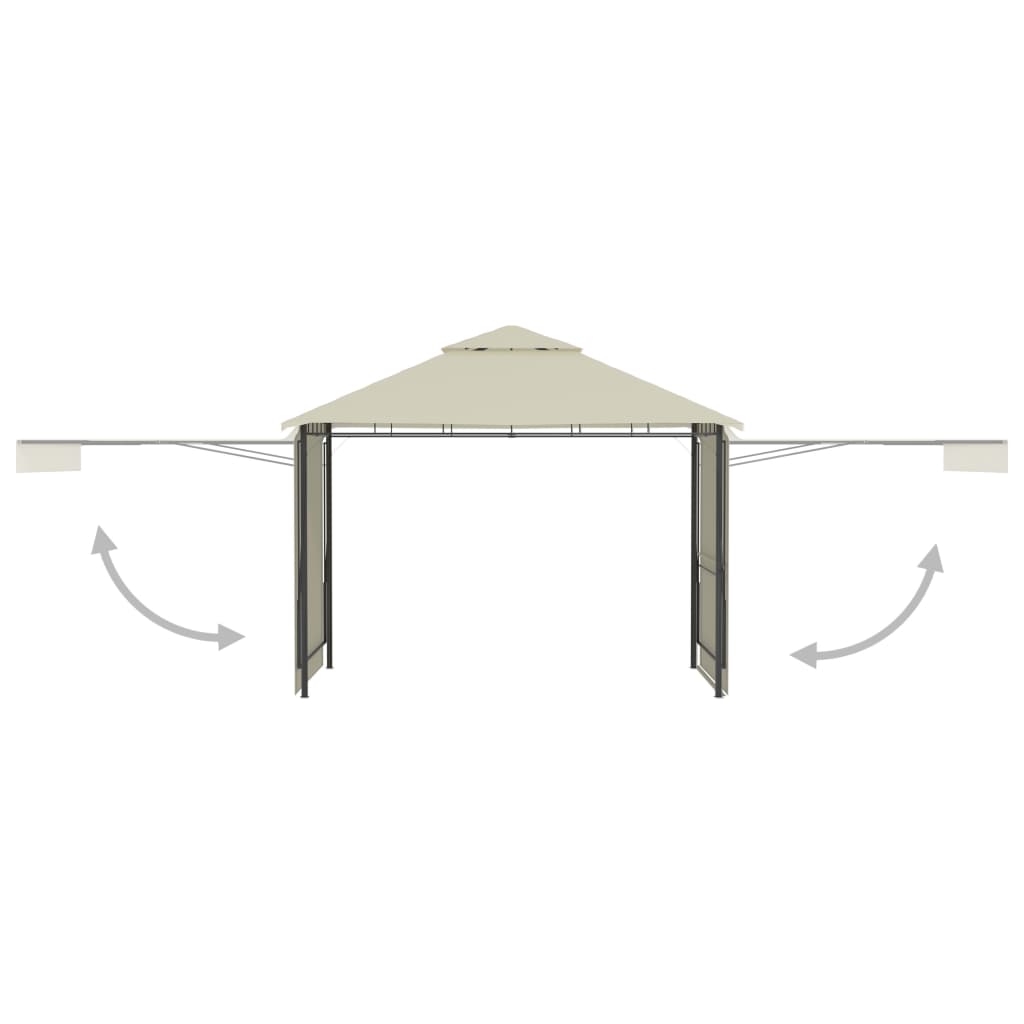 Gazebo con Tetto Doppio Estendibile 3x3x2,75 m Crema 180 g/mÂ²
