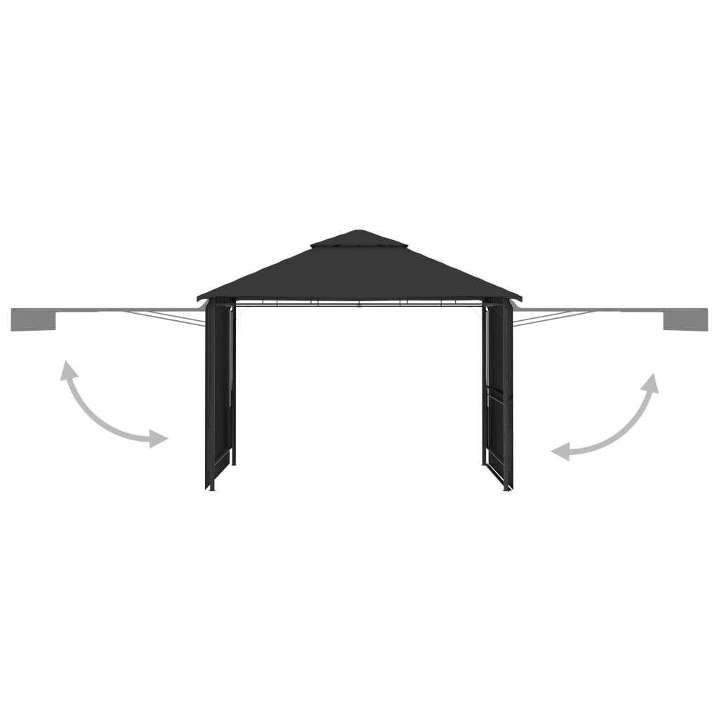 Gazebo Tetto Doppio Estendibile 3x3x2,75 m Antracite 180 g/mÃ‚Â²