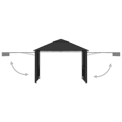 Gazebo Tetto Doppio Estendibile 3x3x2,75 m Antracite 180 g/mÃ‚Â²