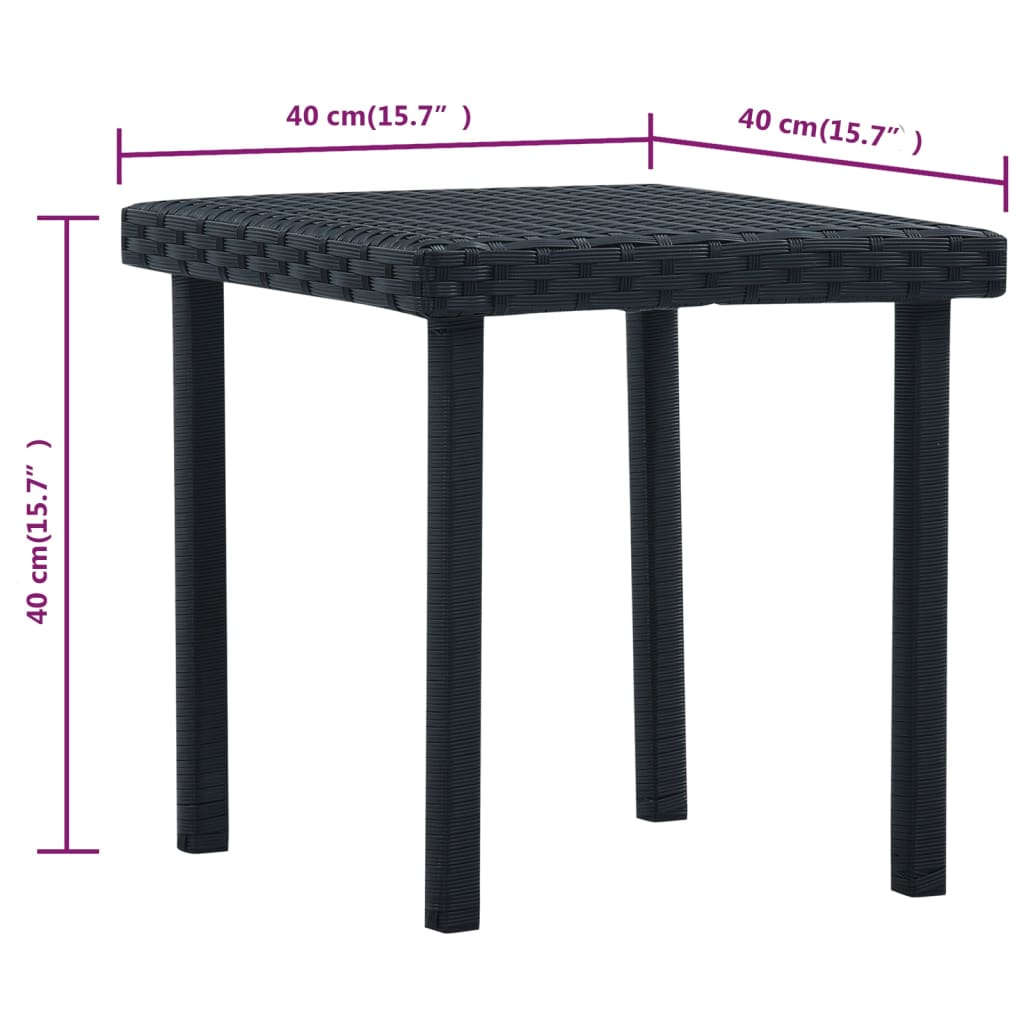 Tavolino da TÃ¨ da Giardino Nero 40x40x40 cm in Polyrattan
