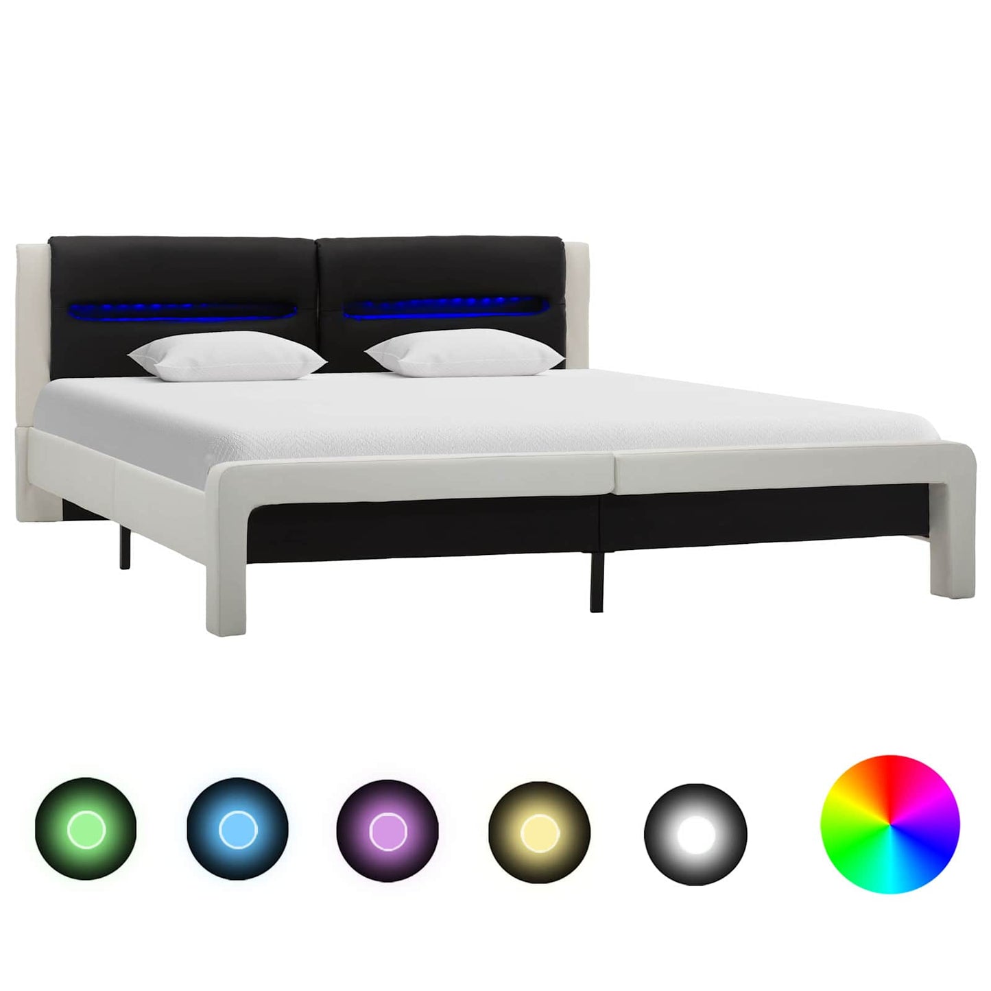 Struttura del letto Bianco e Nero 120 x 200 cm Pelle Sintetica
