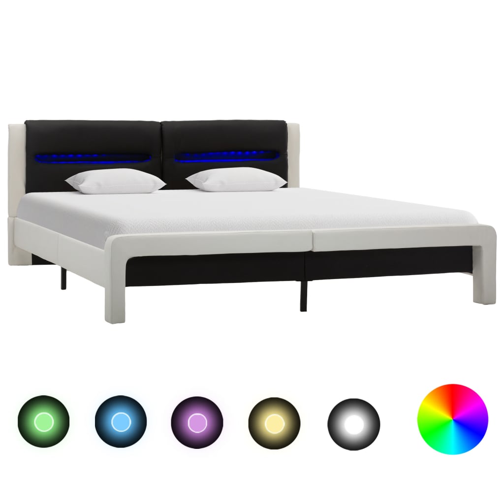 Giroletto con LED Bianco e Nero in Similpelle 180x200 cm