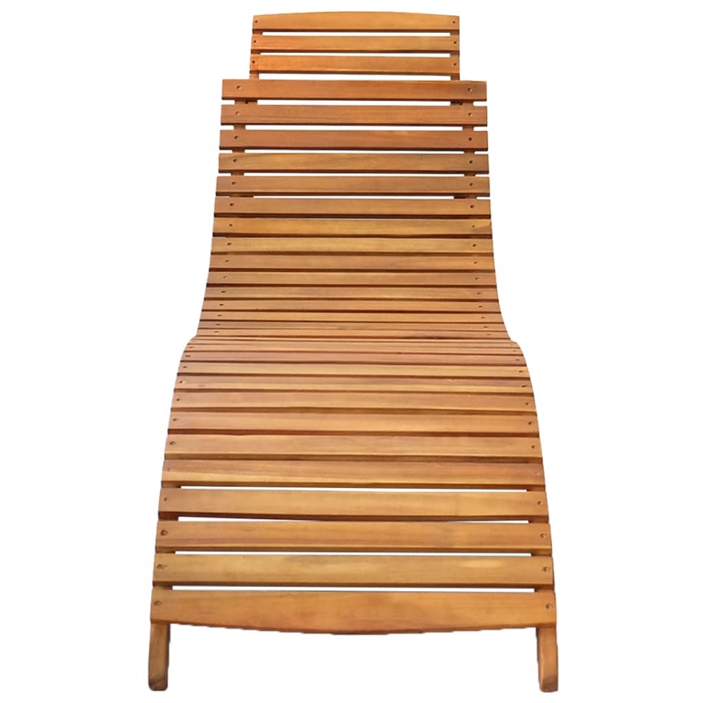 Lettino Prendisole in Legno Massello di Acacia Marrone