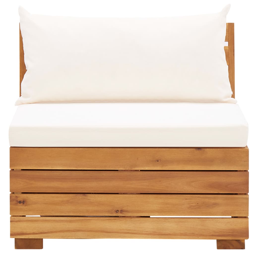 Set Divani Giardino 5 pz con Cuscini Legno Acacia Bianco Crema