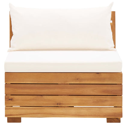 Set Divani Giardino 5 pz con Cuscini Legno Acacia Bianco Crema