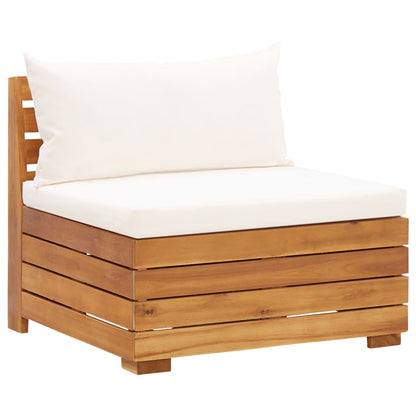 Set Divani Giardino 5 pz con Cuscini Legno Acacia Bianco Crema