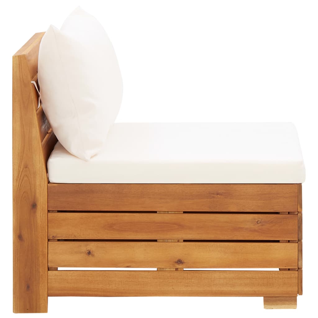 Divano Centrale Modulare 1 pz con Cuscini in Legno Acacia