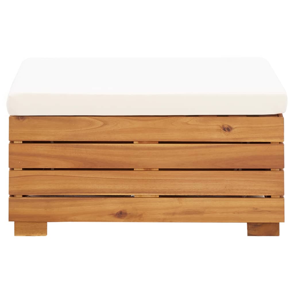 Pouf Modulare 1 pz con Cuscino in Legno Massello di Acacia