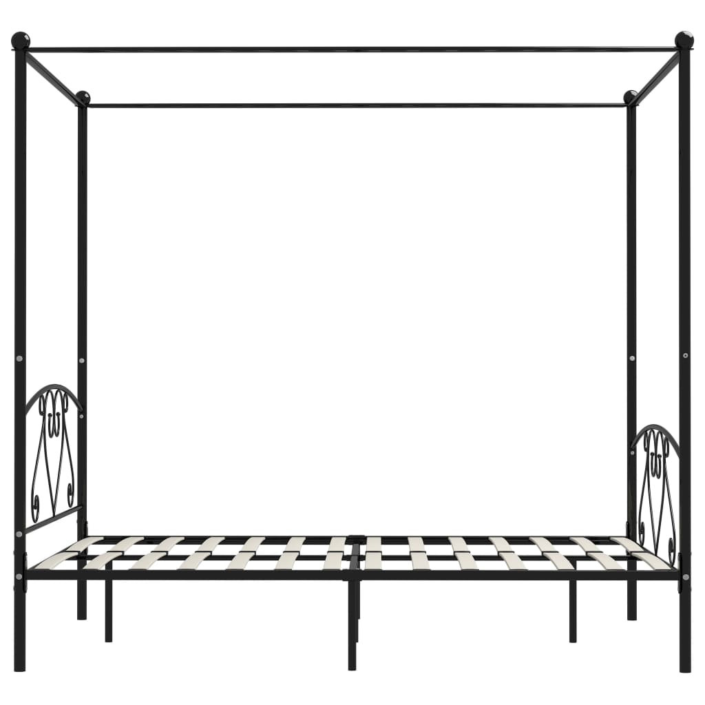 Giroletto Baldacchino senza Materasso Nero 160x200 cm Metallo