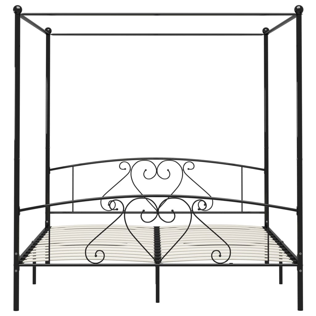 Giroletto Baldacchino senza Materasso Nero 180x200 cm Metallo