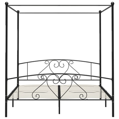 Giroletto Baldacchino senza Materasso Nero 180x200 cm Metallo