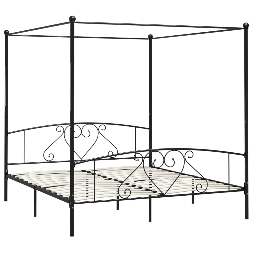 Giroletto Baldacchino senza Materasso Nero 200x200 cm Metallo