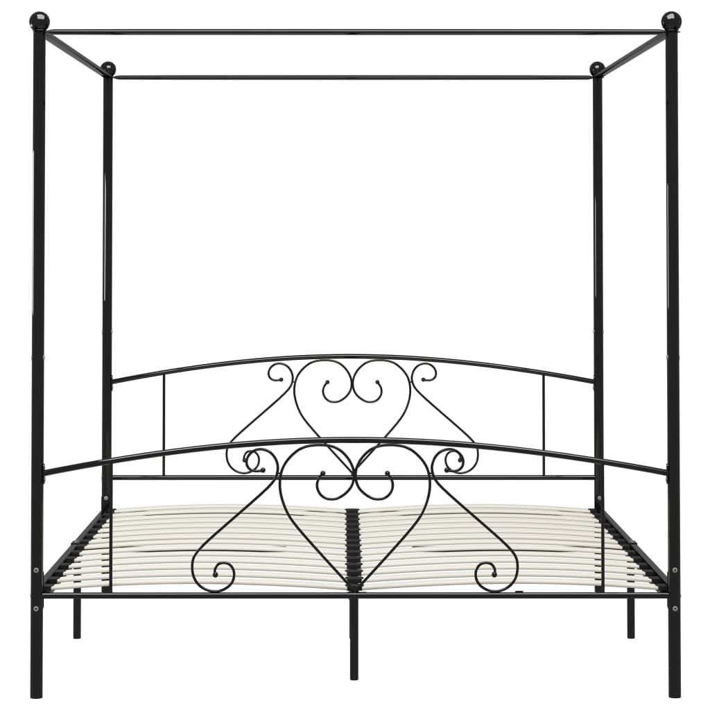Giroletto Baldacchino senza Materasso Nero 200x200 cm Metallo