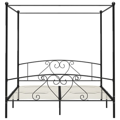 Giroletto Baldacchino senza Materasso Nero 200x200 cm Metallo