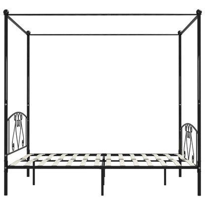 Giroletto Baldacchino senza Materasso Nero 200x200 cm Metallo