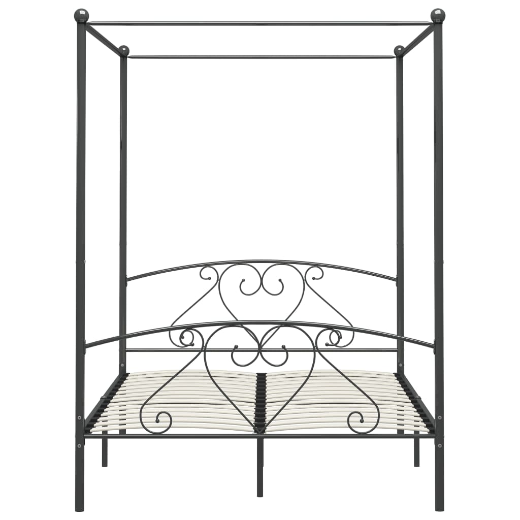 Giroletto Baldacchino senza Materasso Grigio 140x200 cm Metallo