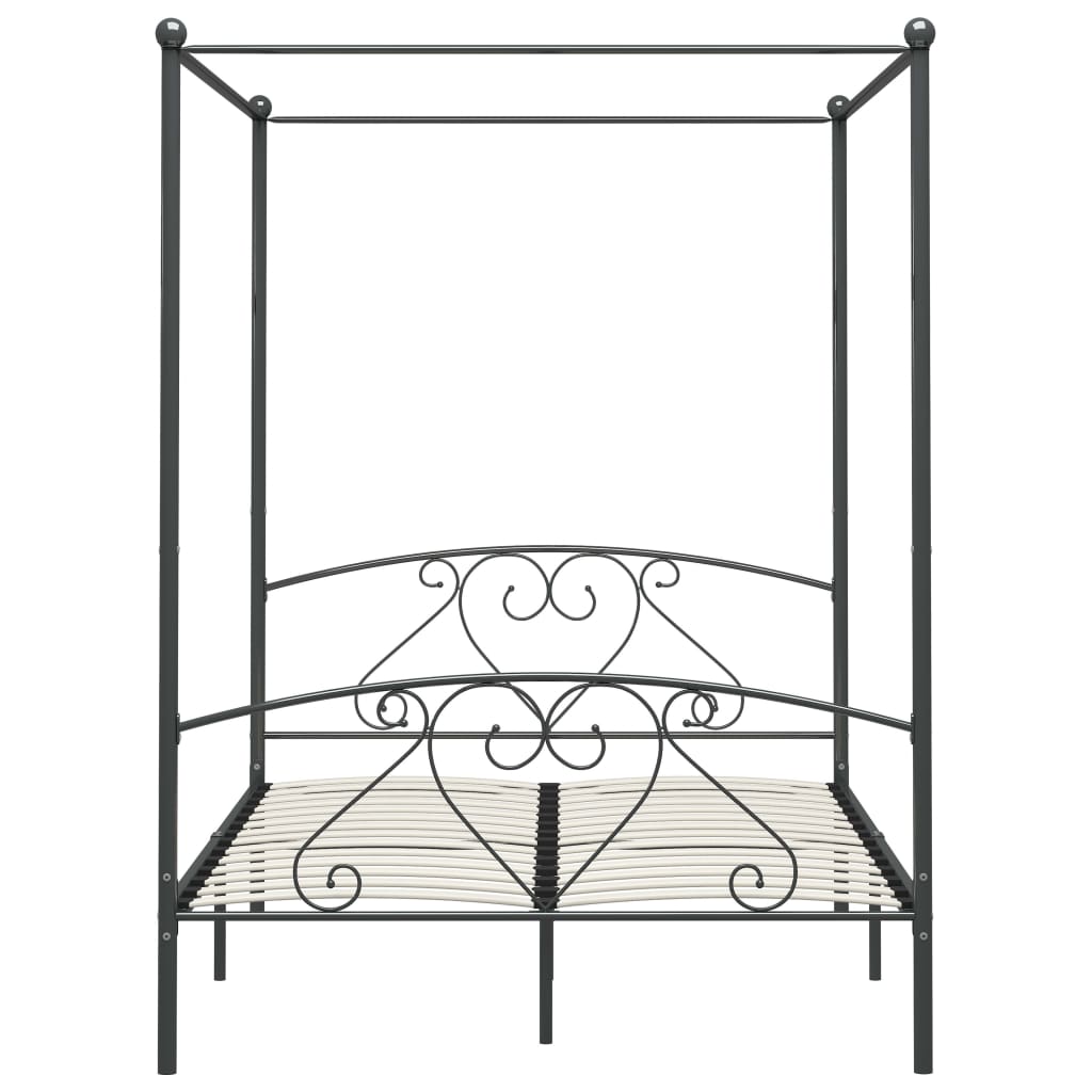 Giroletto Baldacchino senza Materasso Grigio 160x200 cm Metallo