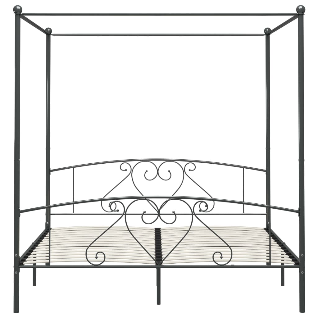 Giroletto Baldacchino senza Materasso Grigio 180x200 cm Metallo