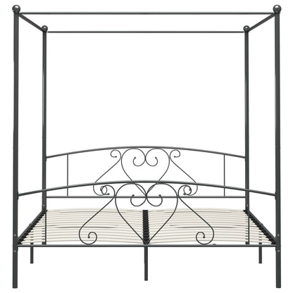 Giroletto Baldacchino senza Materasso Grigio 180x200 cm Metallo