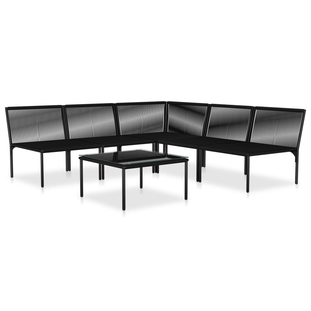 Set Divani da Giardino 6 pz con Cuscini Neri in PVC