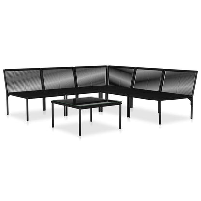 Set Divani da Giardino 6 pz con Cuscini Neri in PVC
