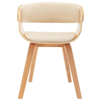 Sedie da Pranzo 4 pz in Legno Curvato e Similpelle Crema