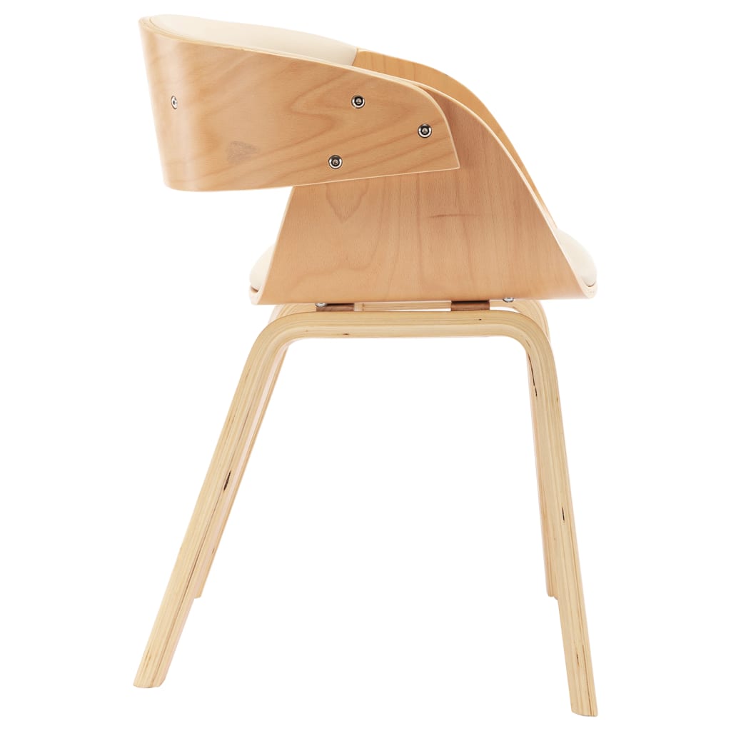 Sedie da Pranzo 4 pz in Legno Curvato e Similpelle Crema