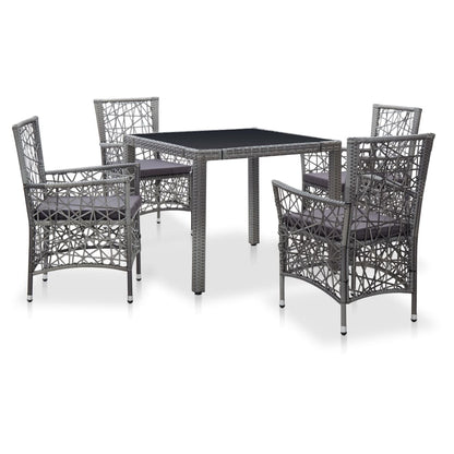 Set Mobili da Pranzo per Giardino 5 pz in Polyrattan Grigio