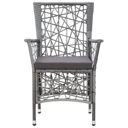 Sedie da Esterno 2 pz con Cuscini in Polyrattan Grigio