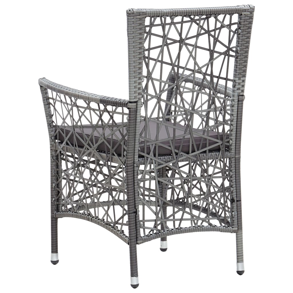 Sedie da Esterno 2 pz con Cuscini in Polyrattan Grigio