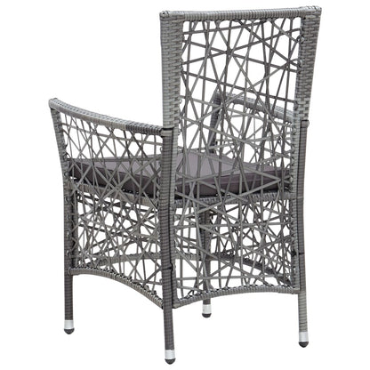 Sedie da Esterno 2 pz con Cuscini in Polyrattan Grigio