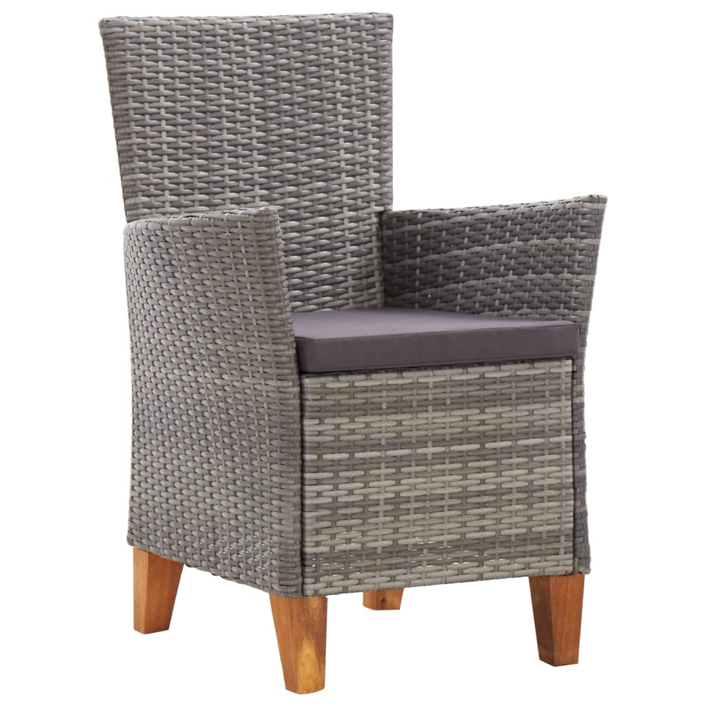 Sedie da Giardino 2 pz con Cuscini in Polyrattan Grigio
