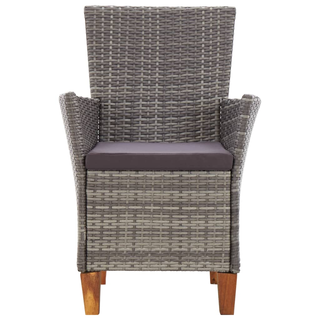 Sedie da Giardino 2 pz con Cuscini in Polyrattan Grigio