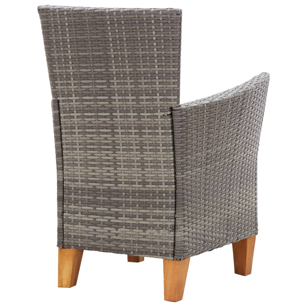 Sedie da Giardino 2 pz con Cuscini in Polyrattan Grigio