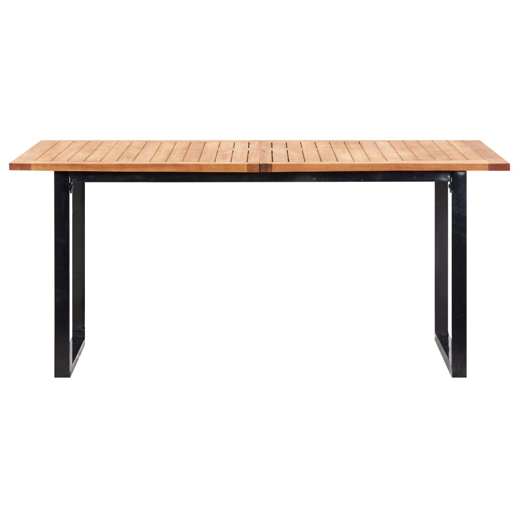 Set da Pranzo da Giardino 7 pz Nero in Polyrattan e Acacia