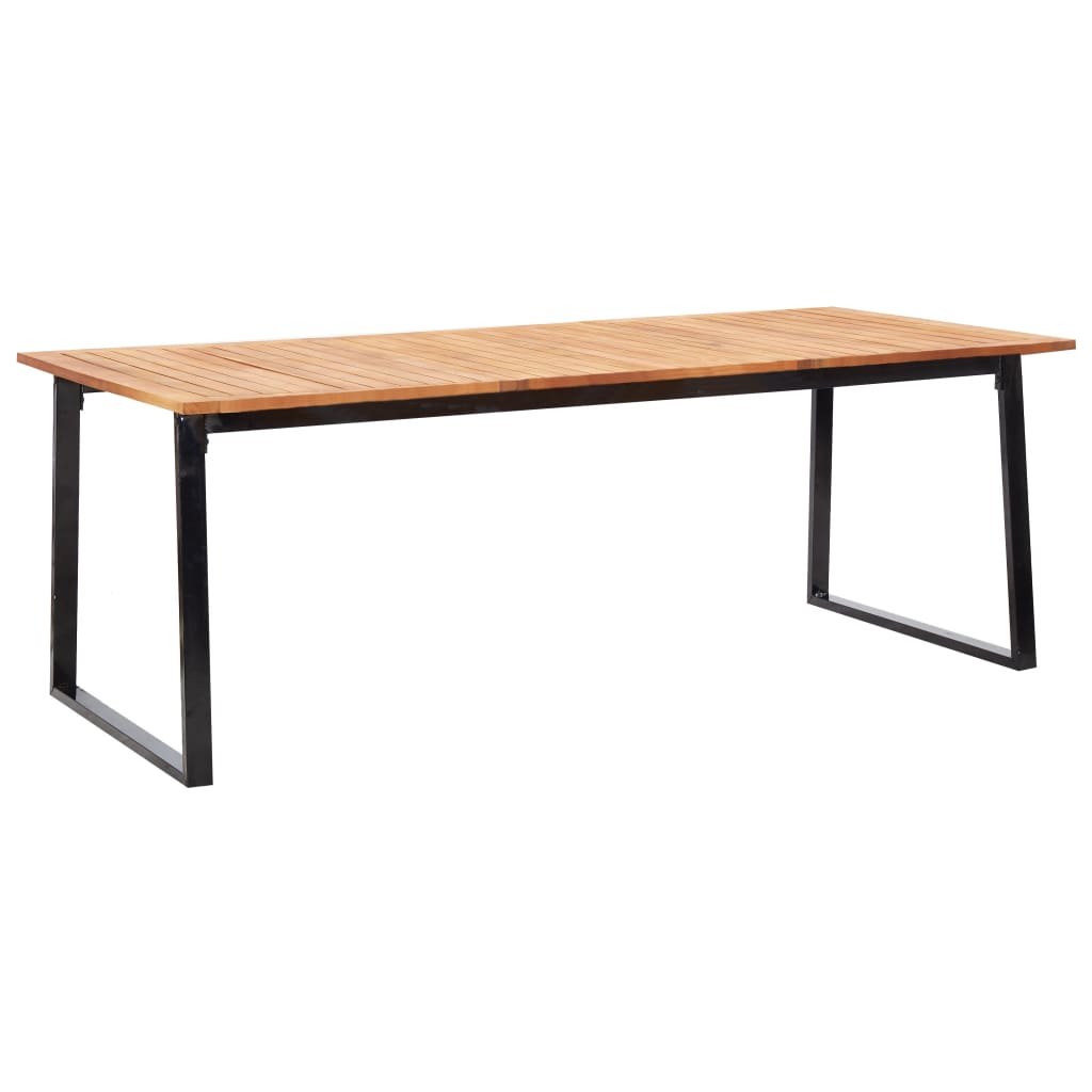 Set da Pranzo da Giardino 9 pz Nero in Polyrattan e Acacia