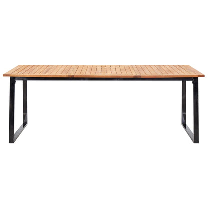 Set da Pranzo da Giardino 9 pz Nero in Polyrattan e Acacia
