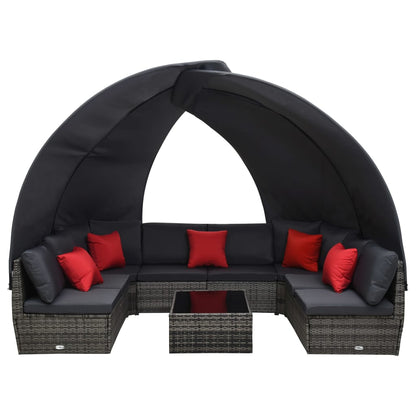 Set Divano Giardino 9 pz e Baldacchino in Polyrattan Antracite