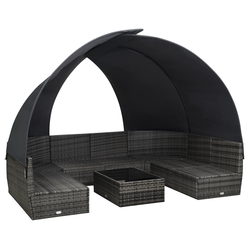 Set Divano Giardino 9 pz e Baldacchino in Polyrattan Antracite