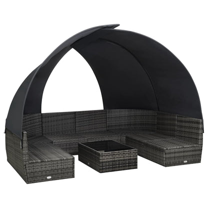 Set Divano Giardino 9 pz e Baldacchino in Polyrattan Antracite