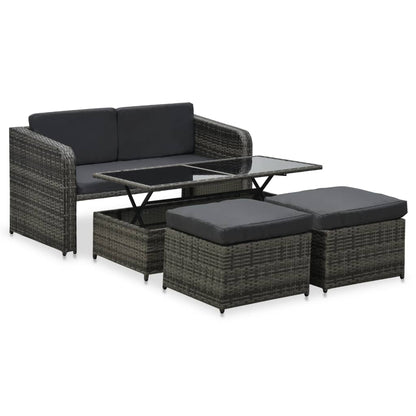 Set Divani da Giardino 4 pz con Cuscini in Polyrattan Antracite