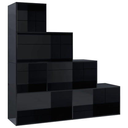 Libreria/Divisorio Nero Lucido 155x24x160 cm Legno Multistrato