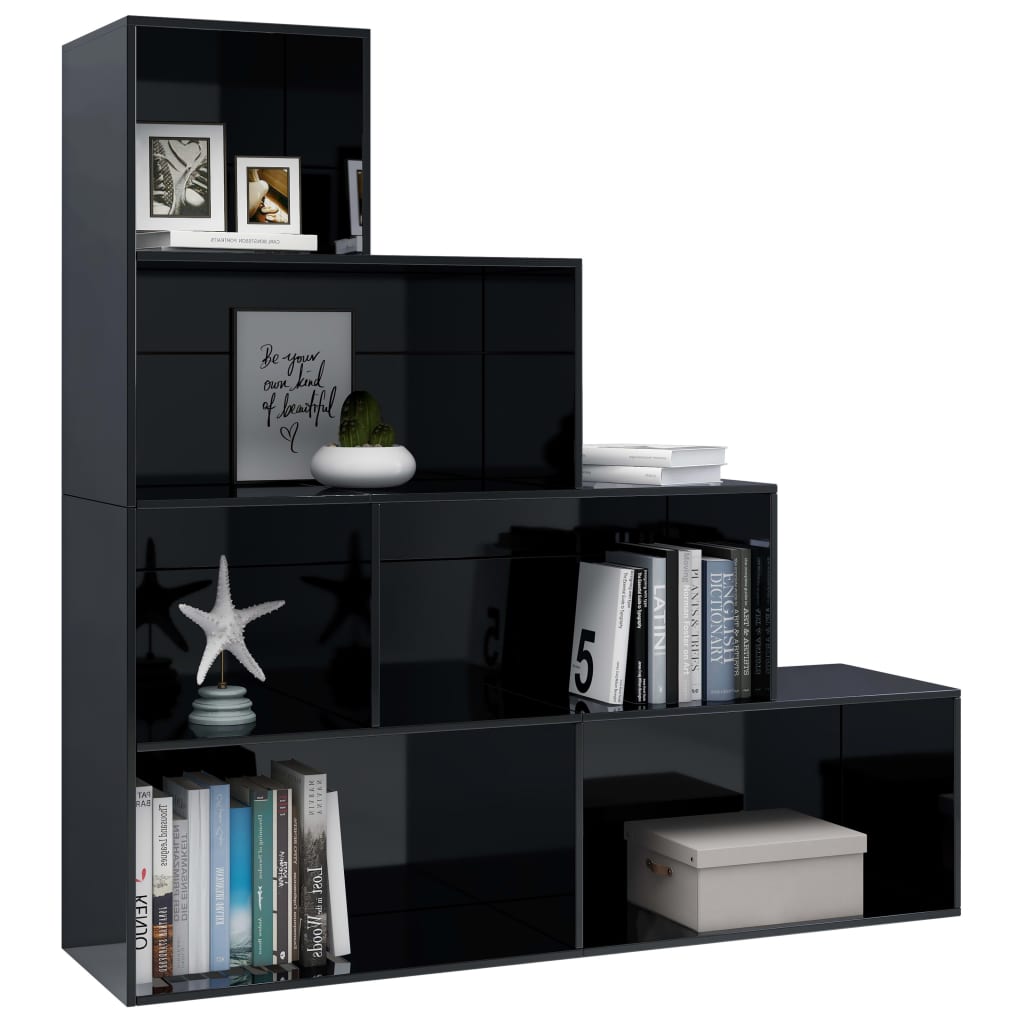 Libreria/Divisorio Nero Lucido 155x24x160 cm Legno Multistrato
