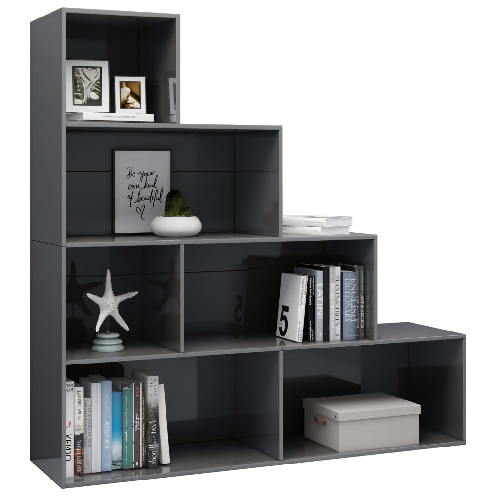 Libreria/Divisorio Grigio Lucido 155x24x160cm Legno Multistrato