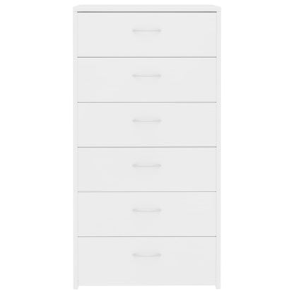Credenza con 6 Cassetti Bianca 50x34x96 cm in Legno Multistrato