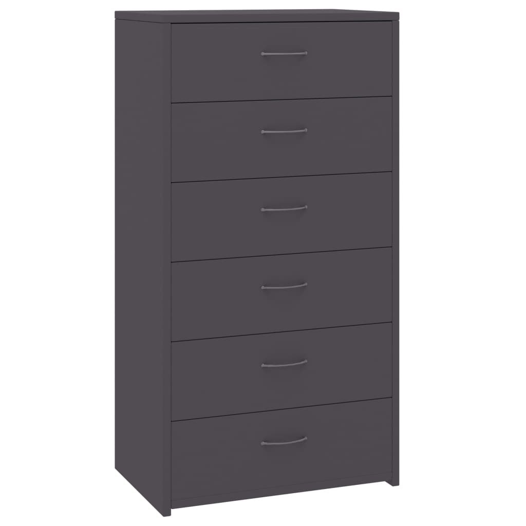 Credenza con 6 Cassetti Grigio 50x34x96 cm in Legno Multistrato